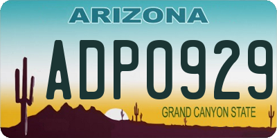 AZ license plate ADP0929