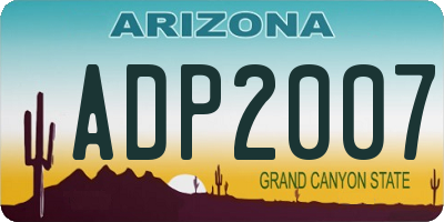AZ license plate ADP2007