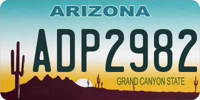 AZ license plate ADP2982