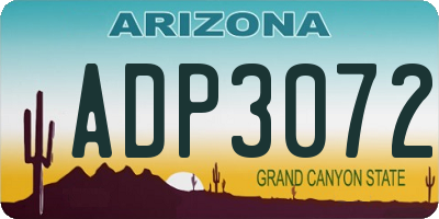 AZ license plate ADP3072