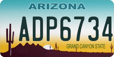AZ license plate ADP6734
