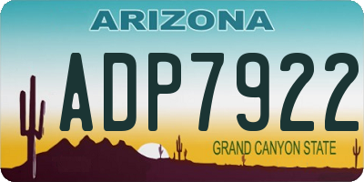 AZ license plate ADP7922