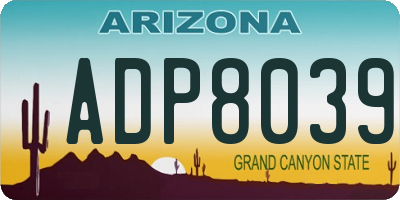 AZ license plate ADP8039