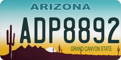 AZ license plate ADP8892