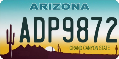 AZ license plate ADP9872
