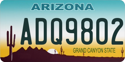 AZ license plate ADQ9802