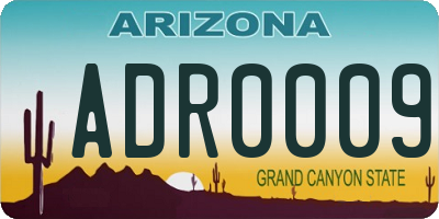 AZ license plate ADR0009