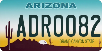 AZ license plate ADR0082