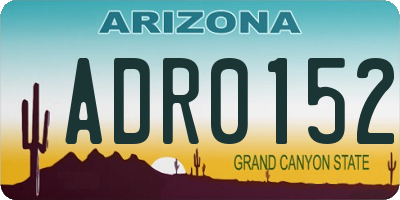 AZ license plate ADR0152