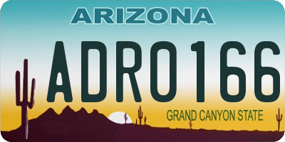 AZ license plate ADR0166
