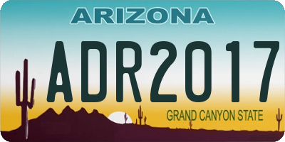 AZ license plate ADR2017