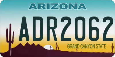 AZ license plate ADR2062