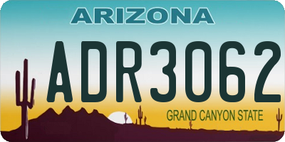 AZ license plate ADR3062