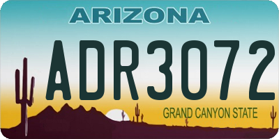 AZ license plate ADR3072