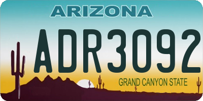AZ license plate ADR3092