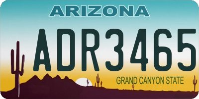 AZ license plate ADR3465