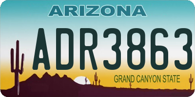 AZ license plate ADR3863