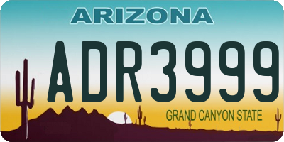 AZ license plate ADR3999