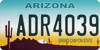 AZ license plate ADR4039