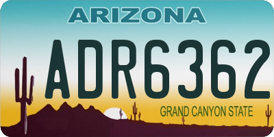 AZ license plate ADR6362