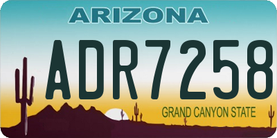 AZ license plate ADR7258