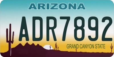 AZ license plate ADR7892
