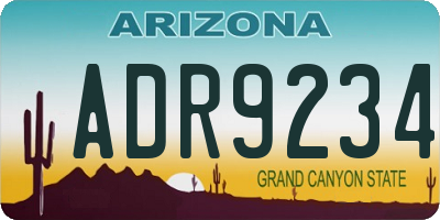 AZ license plate ADR9234