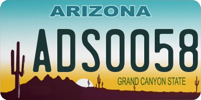 AZ license plate ADS0058