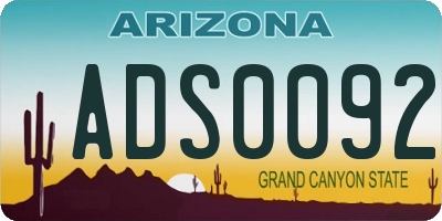 AZ license plate ADS0092