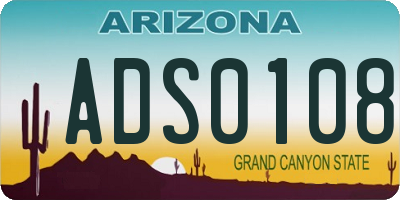 AZ license plate ADS0108