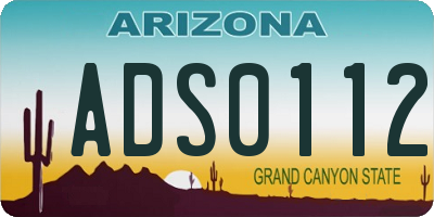 AZ license plate ADS0112