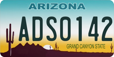AZ license plate ADS0142