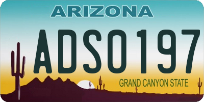 AZ license plate ADS0197