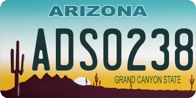 AZ license plate ADS0238