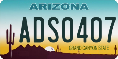 AZ license plate ADS0407