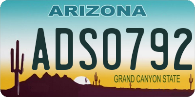 AZ license plate ADS0792
