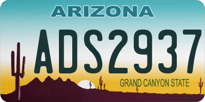 AZ license plate ADS2937