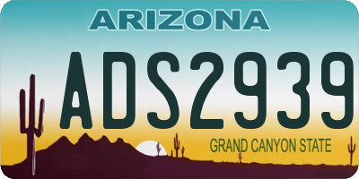 AZ license plate ADS2939