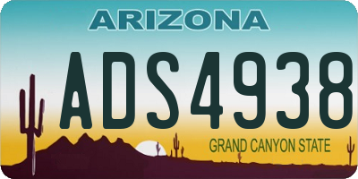 AZ license plate ADS4938