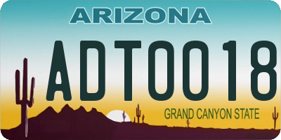 AZ license plate ADT0018