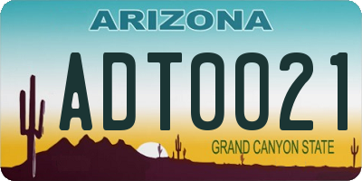 AZ license plate ADT0021
