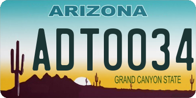 AZ license plate ADT0034