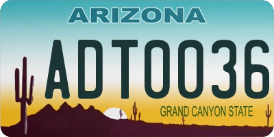AZ license plate ADT0036