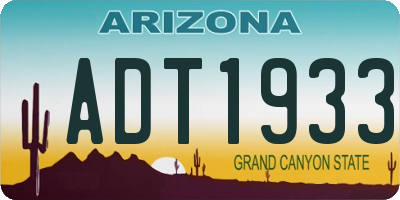 AZ license plate ADT1933