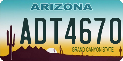 AZ license plate ADT4670