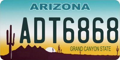 AZ license plate ADT6868