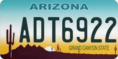 AZ license plate ADT6922