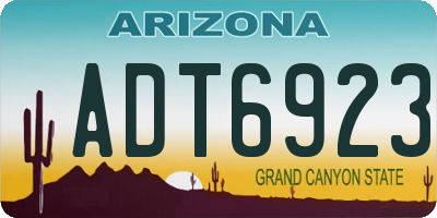 AZ license plate ADT6923