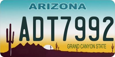 AZ license plate ADT7992