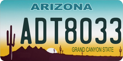 AZ license plate ADT8033